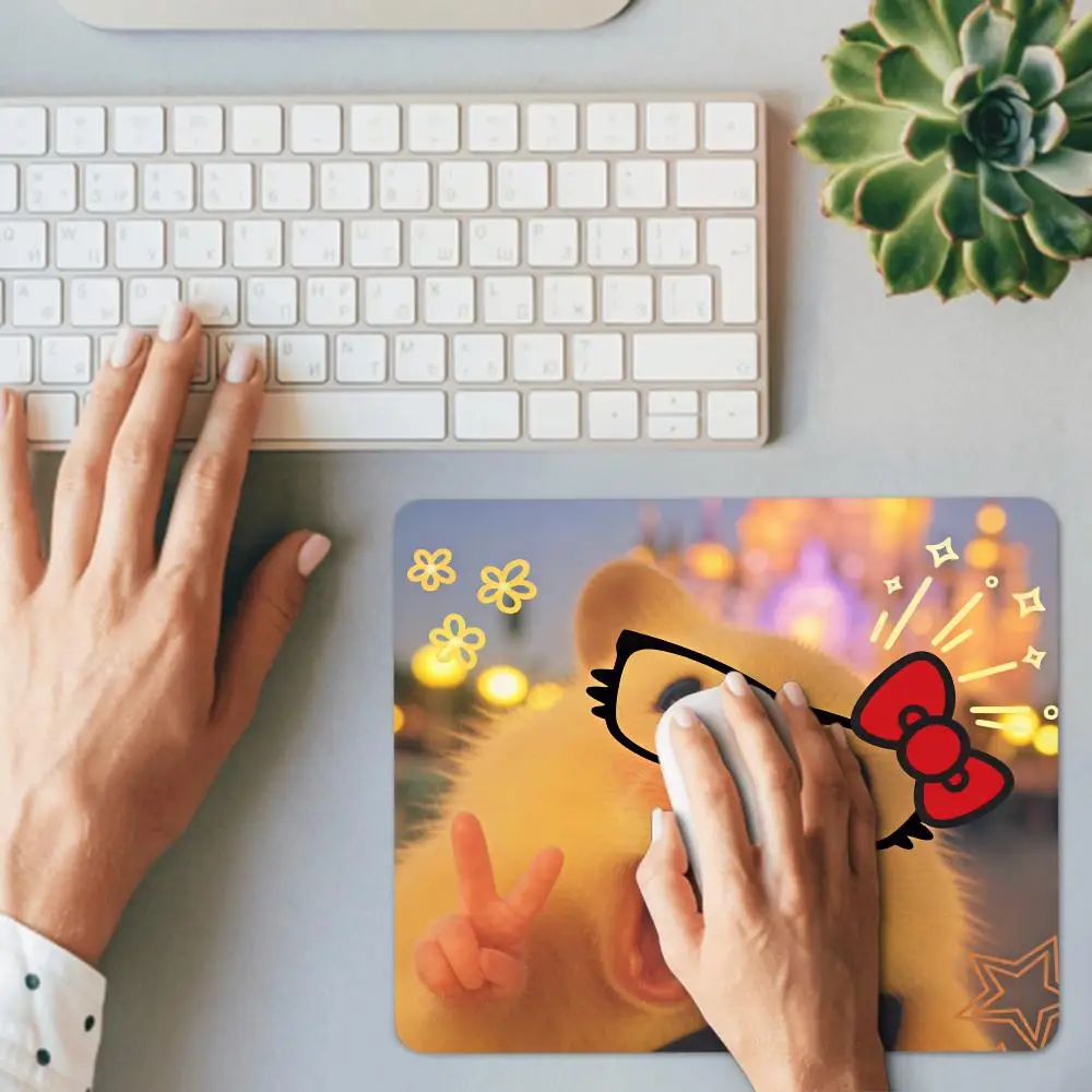 Funny Hamster Multi Expression Mouse Pad, fine stitched edge, wear-resistant and no curling. Large desk mat