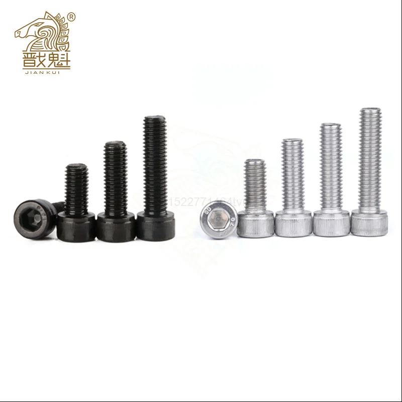 Tornillo de cabeza hexagonal DIN912 de acero inoxidable, tapa de perno Allen, color negro, grado 304, M3, M4, M5, M6, M8, 12,9, A2, L = 4-60mm, 10