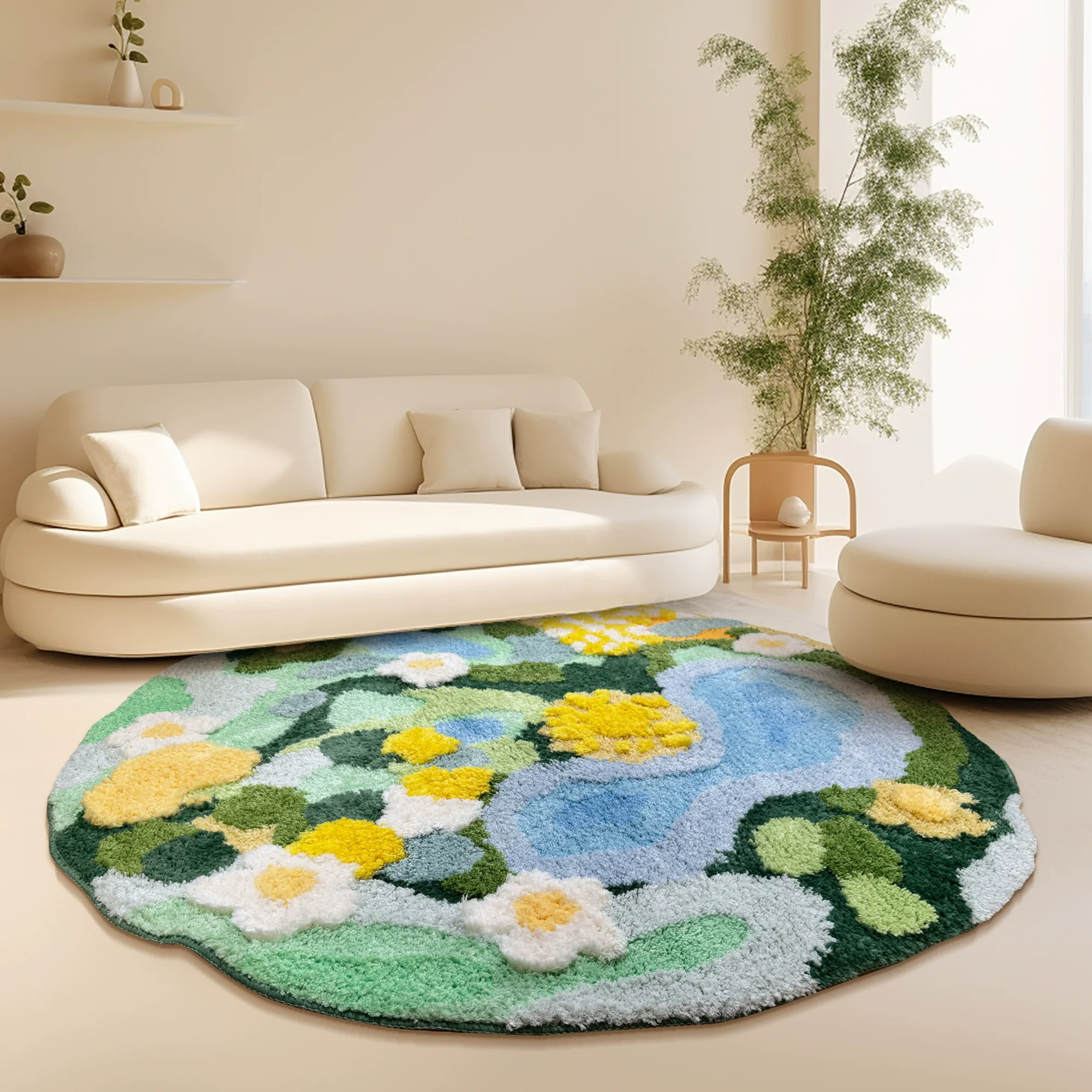 

Soft Round Tufted Carpet For Bedroom Colorful Shop Display Rug Home Children Study Chair Floor Mat Sofa Coffee Table Round Rug