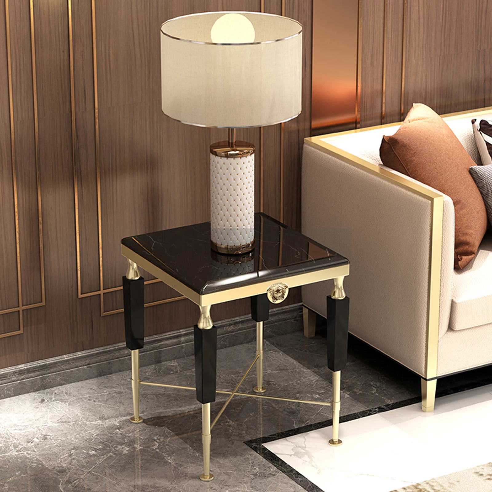 -For Living Room Gold Metal Marble Brass Square Coffee Side Table Nested Side Table Gold&