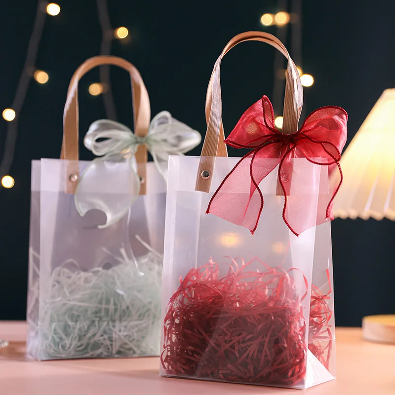 

PVC Transparent Gift Bag with Handles Birthday Party Decor Supplies Wedding Souvenir Tote Bag Wedding Candy Box Packaging Bags