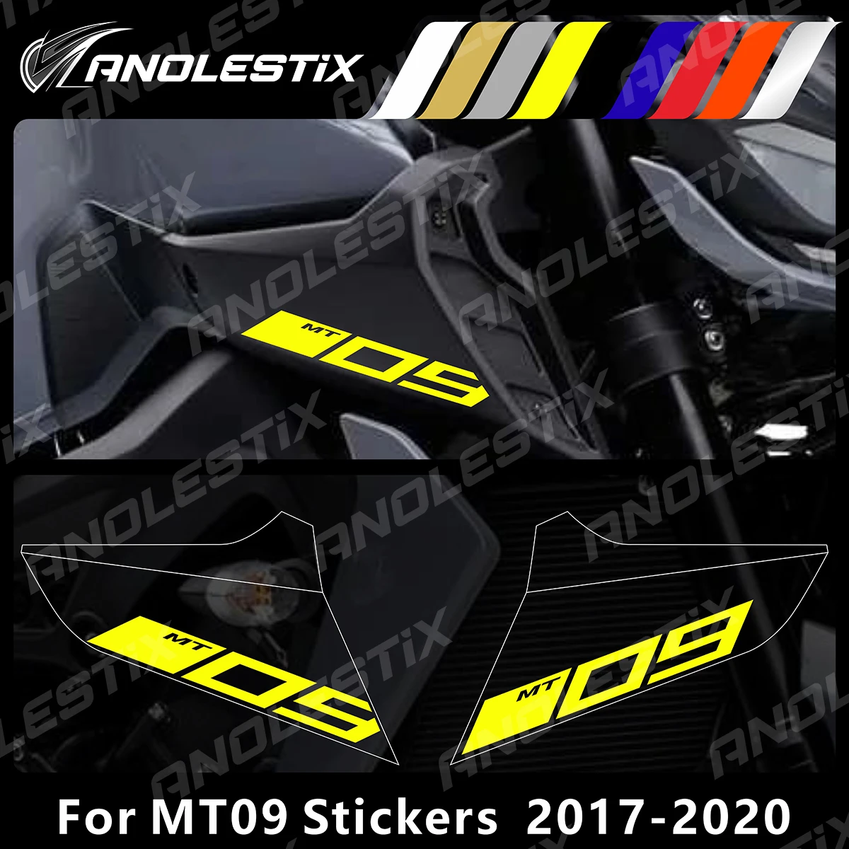 AnoleStix Casting moto Logo ensemble entrée d'air emblème décalcomanies pour YAMAHA MT09 MT-09 SP 2017 2018 2019 2020