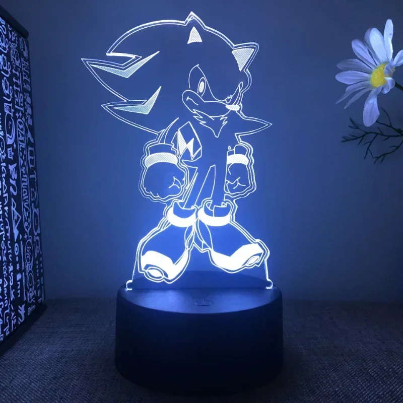 Sonic 3D Night Light LED 7 Color 16 Color Kawaii Light Sonic Action Figure Anime Home Bedroom Decorative Toys Kids Birthday Gift