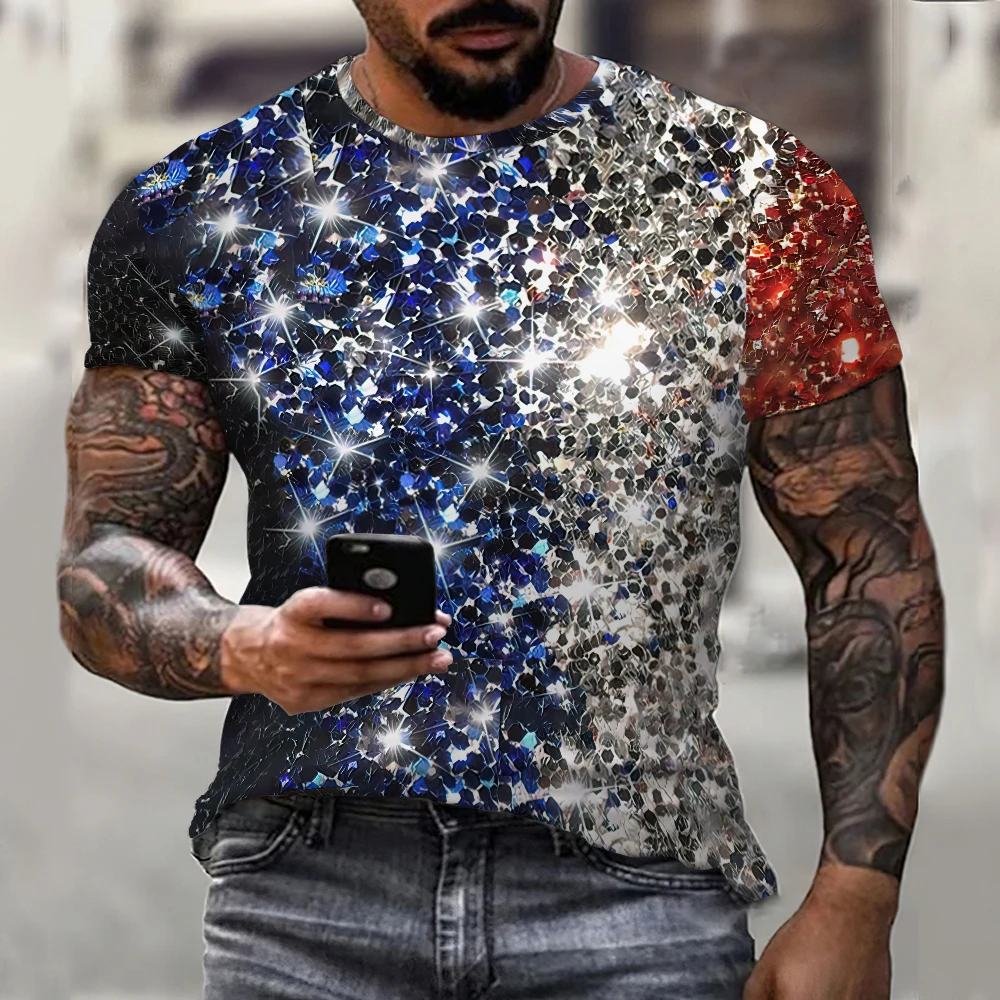 Men'S T-Shirt Summer Short Sleeve Tops Totem Printed Tee Loose Comfortable Muscle vacation Breathable Daily Casual Pullover