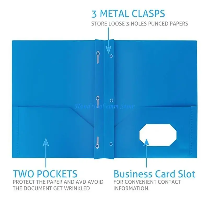 

H37F Folders with Pockets & Prong, 8 Pack Plastic Pocket Folder File Folders with Fasteners, 2 Pocket Folder, 3 Prong Folders