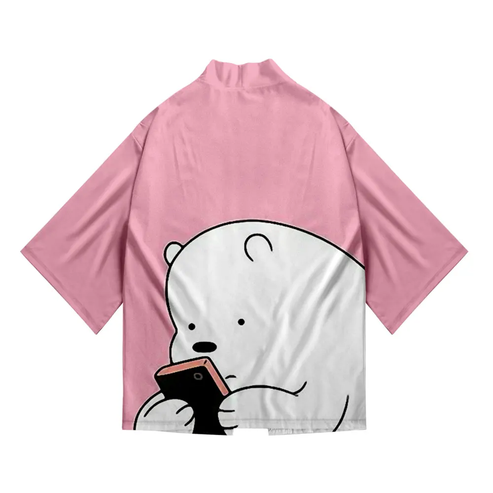 Bare bear printed kimono game cosplay cardigan top home casual sexy short robe outerwear pajamas short bathrobe 100-6XL image 3