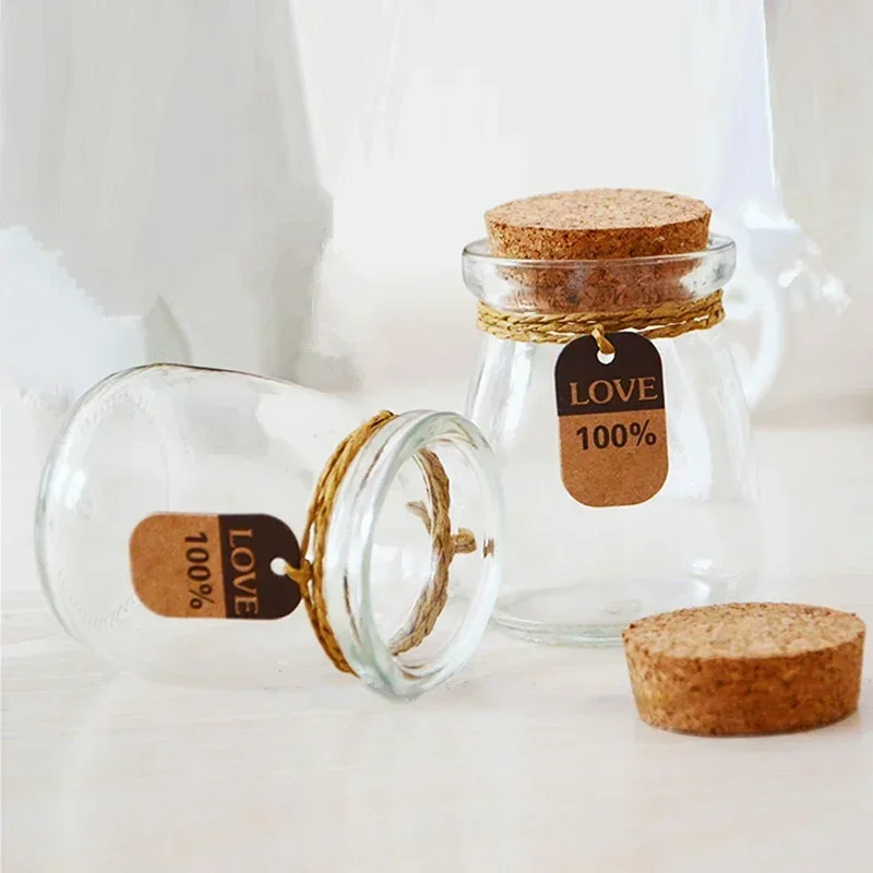 Lead-Free Small Lucky Star Glass Bottle Cork Pudding Gift Wish Yogurt Milk Party Supplies Bottles Candle Jar Storage Containers