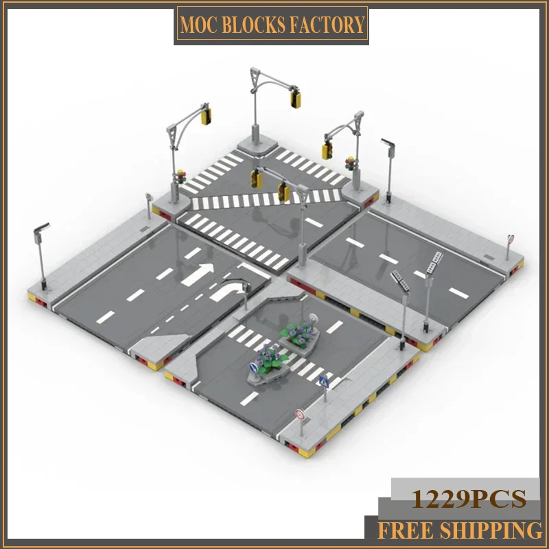 

Модель города, улица, строительные блоки Moc, технология городской дороги, модульные блоки, подарки, рождественские игрушки, Наборы для творчества, сборка