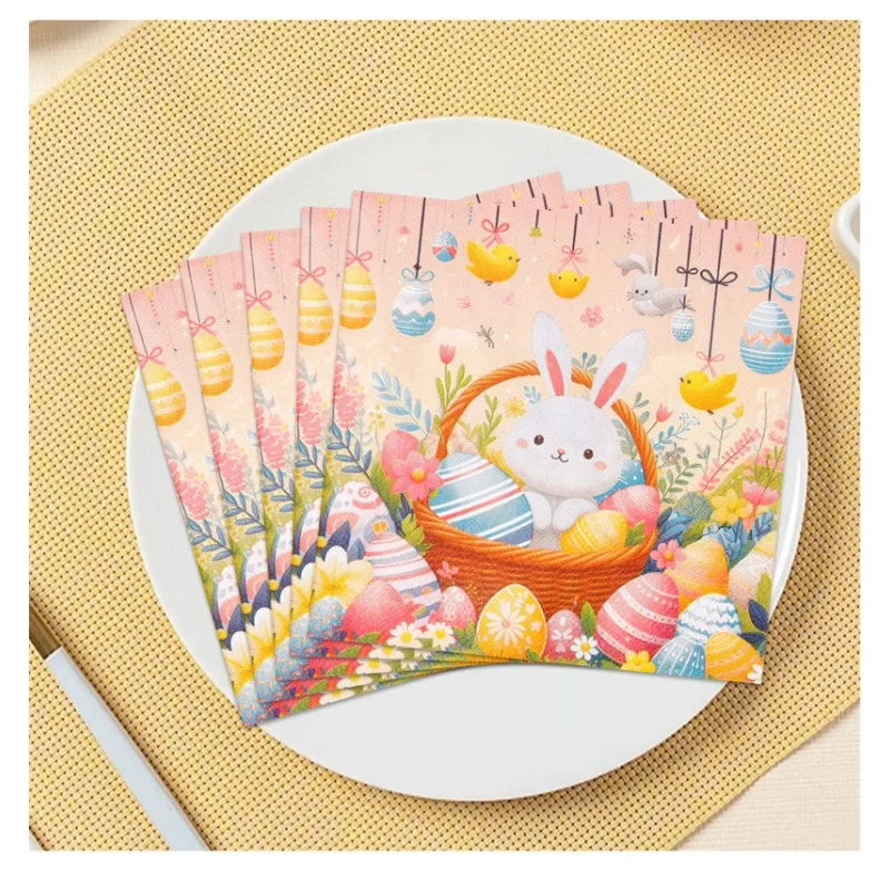 10/20 قطعة 2 طبقة 33 سنتيمتر أرنب عيد الفصح المناديل عيد الفصح البيض سلة الوردي ورقة وجبة حصيرة نزهة حفلة ورقة الرسم DIY Decoupage ورقة
