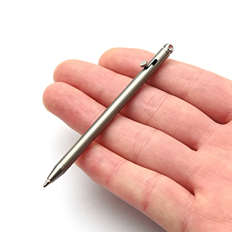 Creative Pure Titanium Mini Bolt Pen EDC Portable Keychain Pen Window Breaking Tactica Pen Metal Ballpoint Pen Signature Pen