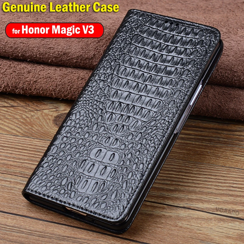 Genuine Leather Flip Funda for Honor Magic V3 Case for Honor Magic V3 Case wake up Sleeping Cover Fashion Luxury Funda