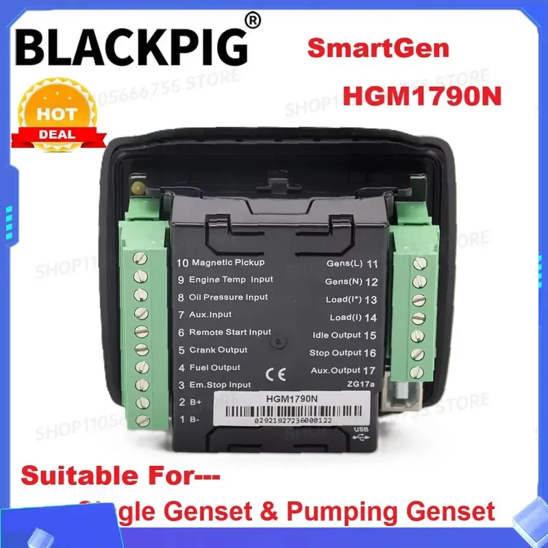 for SmartGen HGM1790N Generator Controller Auto Start Stop Control Module LCD Display With USB Port For Single Genset Pumping