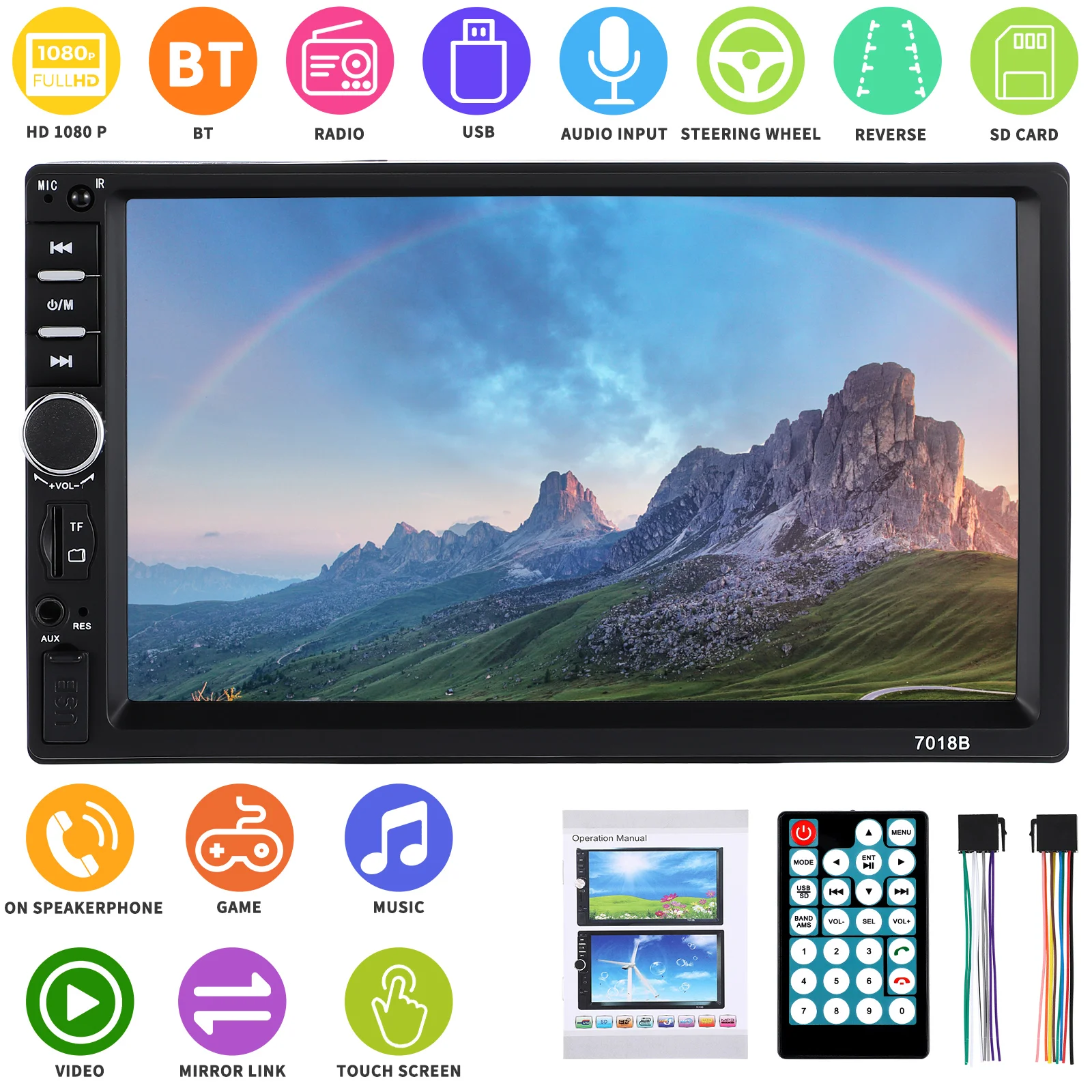 

7 Inch Car Mp5 Player Radio Wireless Stereo Fm Transmitter Plastic Digital Display Double Din with CD Touch Screen