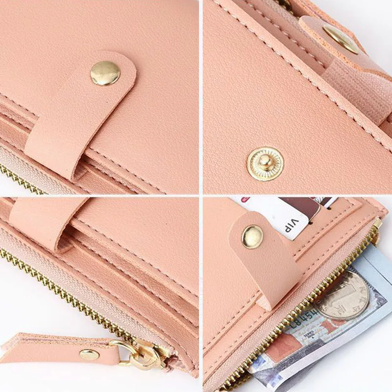 محفظة صغيرة من جلد البولي يوريثان للجنسين - حامل بطاقات رفيع متعدد الفتحات لبطاقات الائتمان/الهوية، محفظة عملات معدنية مدمجة مع جيب (رجال ونساء) #6