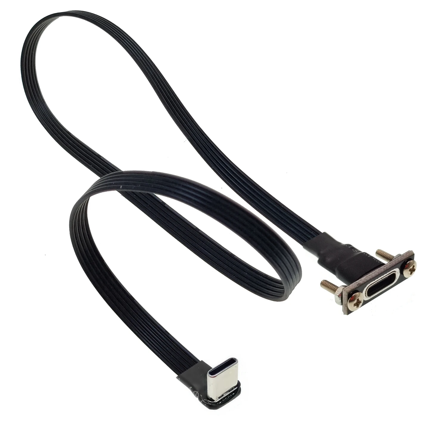 5CM 10CM 30CM USB 2.0 Type-C Flat Cable Extension FPC Cable USB 2.0 USB-C 90° Up/Down Angled Plug 5CM-1M