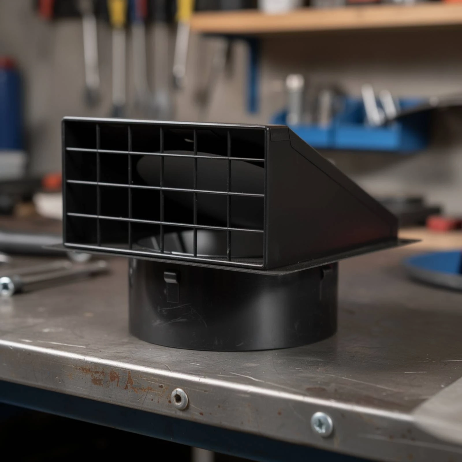 Backdraft Control Vent for 4 Inch Duct with Flanged Face Conical Design and Easy Clean Mesh Grille for Range Hood Exhaust