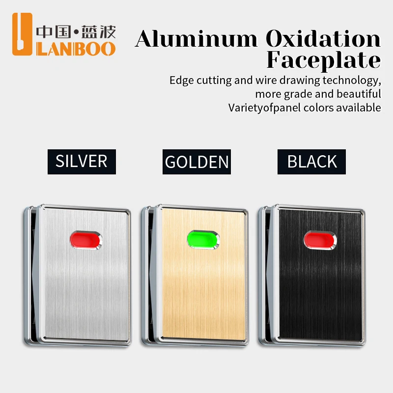 LANBOO 2822/2NO/4 pin/Latching high-end rocker switch. Available in gold, silver and black panel colors for selection.