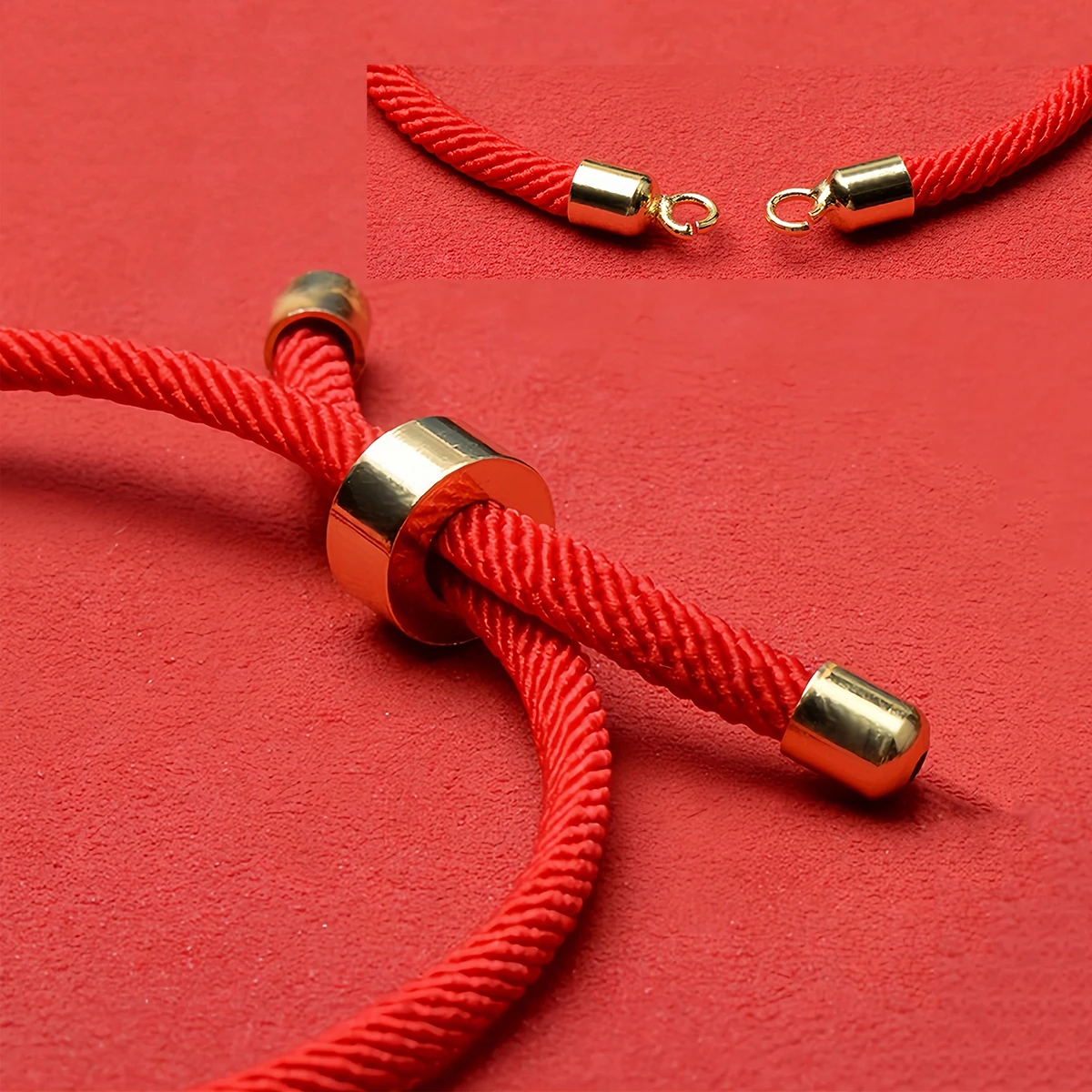 2-5 Stück verstellbare, geflochtene Nylon-Kordeln, Schiebe-Freundschaftsarmbänder, handgefertigte Glücksseile mit Messing-Endkappen für die Schmuckherstellung – Detail 4