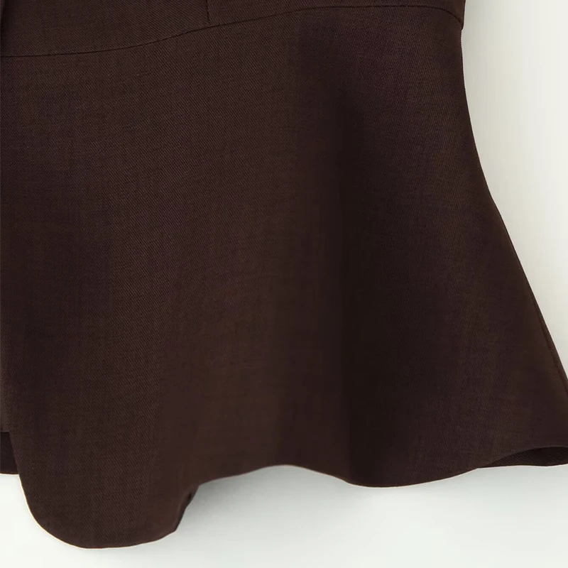 2025 جديد إمرأة أنيق دعوى سترة طاقم الرقبة أكمام الخصر Cinched المرأة سترة أنيقة تحمل شعار لعبة البيسبول موضة طبقات الزي الرسمي Trafizaran #6