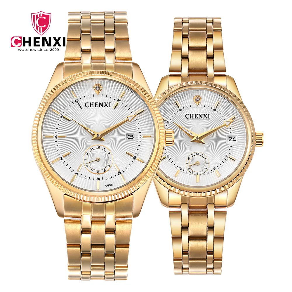 Chenxi 069a Gold Watches Men Quartz Watch Stainless Steel Golden Men's Wristwatches Waterproof Brand Luxury Relogio Masculino