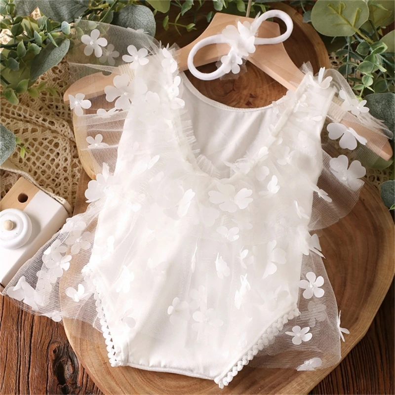 Newborn Baby Girl Lace Romper Photography Props Photo Lace Bodysuit Outfit 85LE