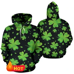 Happy Irish Festival St. Patrick's Day Hoodie Men Women 3D Clover Printed Pullover Unisex Spring Long Sleeve Sweatshirt Men Tops