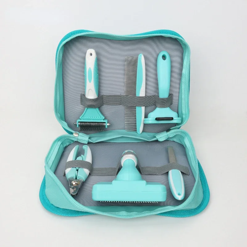 

6in1 Pet Comb Set Cat Automatic Hair Removal Combs Cat Nail Clipper File Dog Knotted Hair Removal Comb Row Comb Dog Accessories