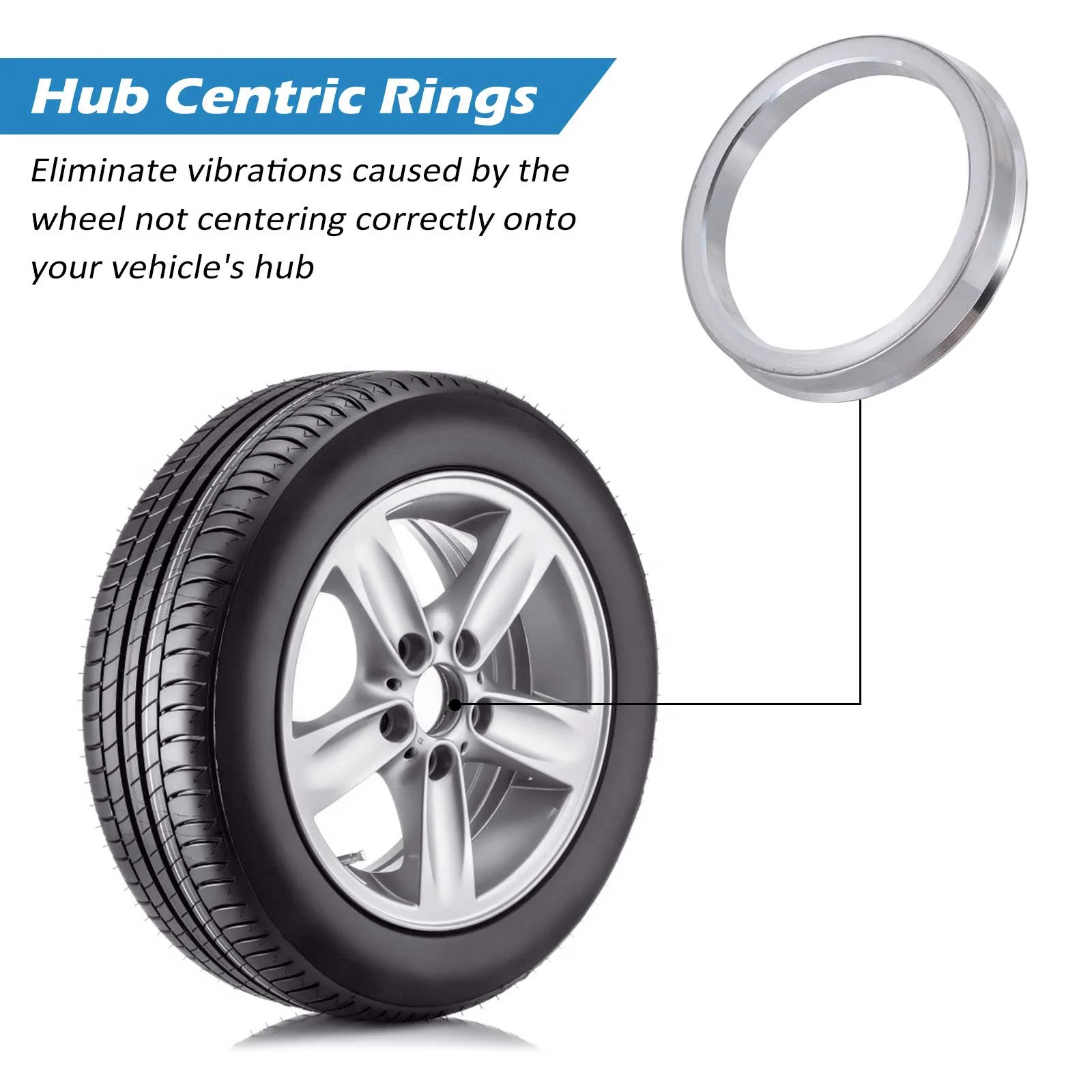 4 Pcs Hub Collar Center Hole Aluminum Alloy Wheel Car Silver Centric Rings