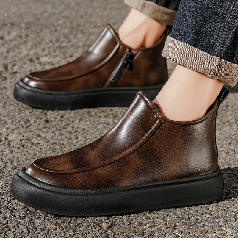 

Casual shoes men 2025 New style Autumn Leather Fashionable versatile Men's shoes Outdoor Anti-slip waterproof Walking shoes