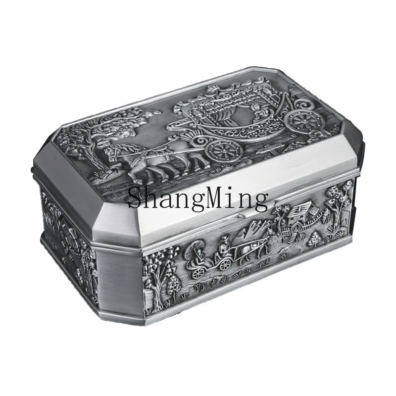 

DSA Creative Retro Castle Jewelry Storage Box Zinc Alloy Exquisite Embossed Gift Box