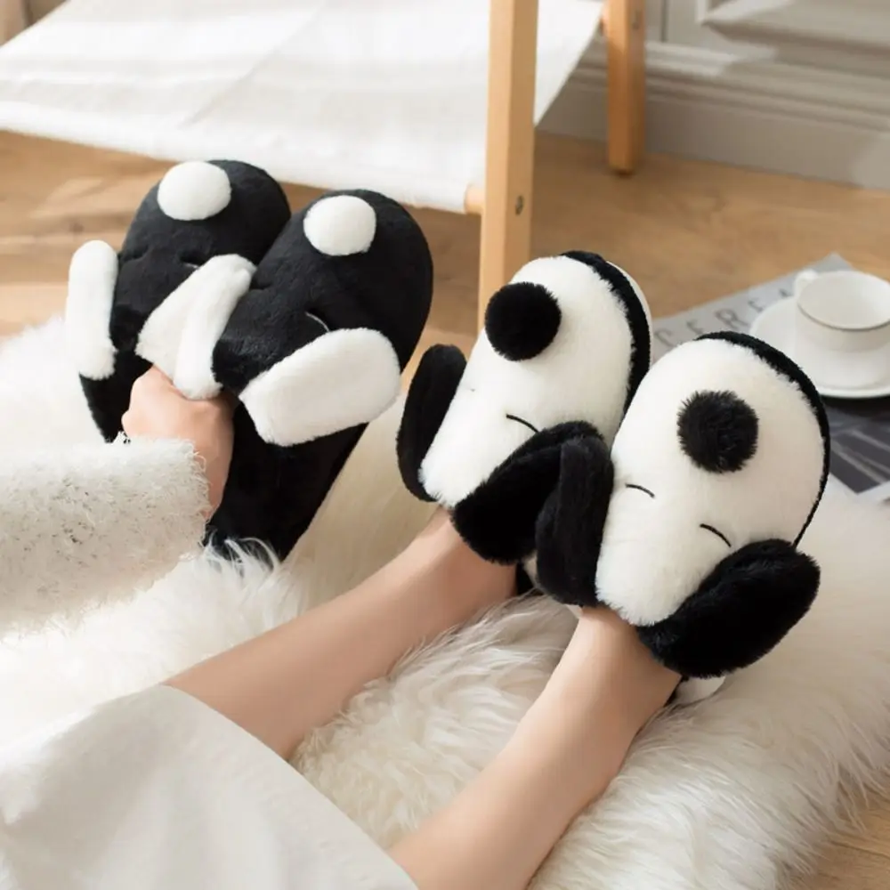 

Homewear Cartoon Dog Slippers Thicken Warm Soft Home Cotton Shoes Anti-slip Thick Soled Winter Furry Slippers Women Men