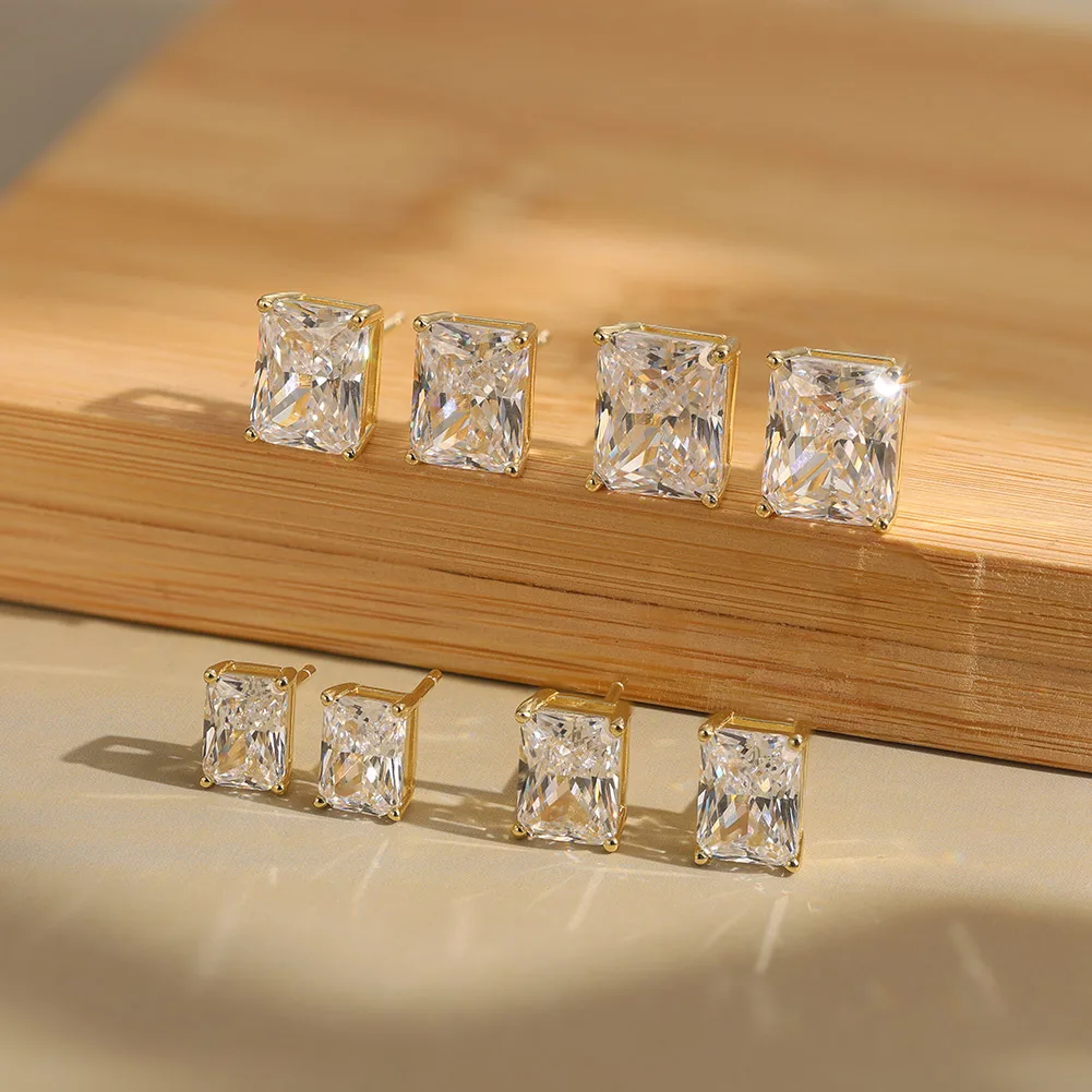 Classic Redient Cut Shape 925 Sterling Silver Rhodium Plated Moissanite Earrings For Girls Boys Daily Wear Free Shipping