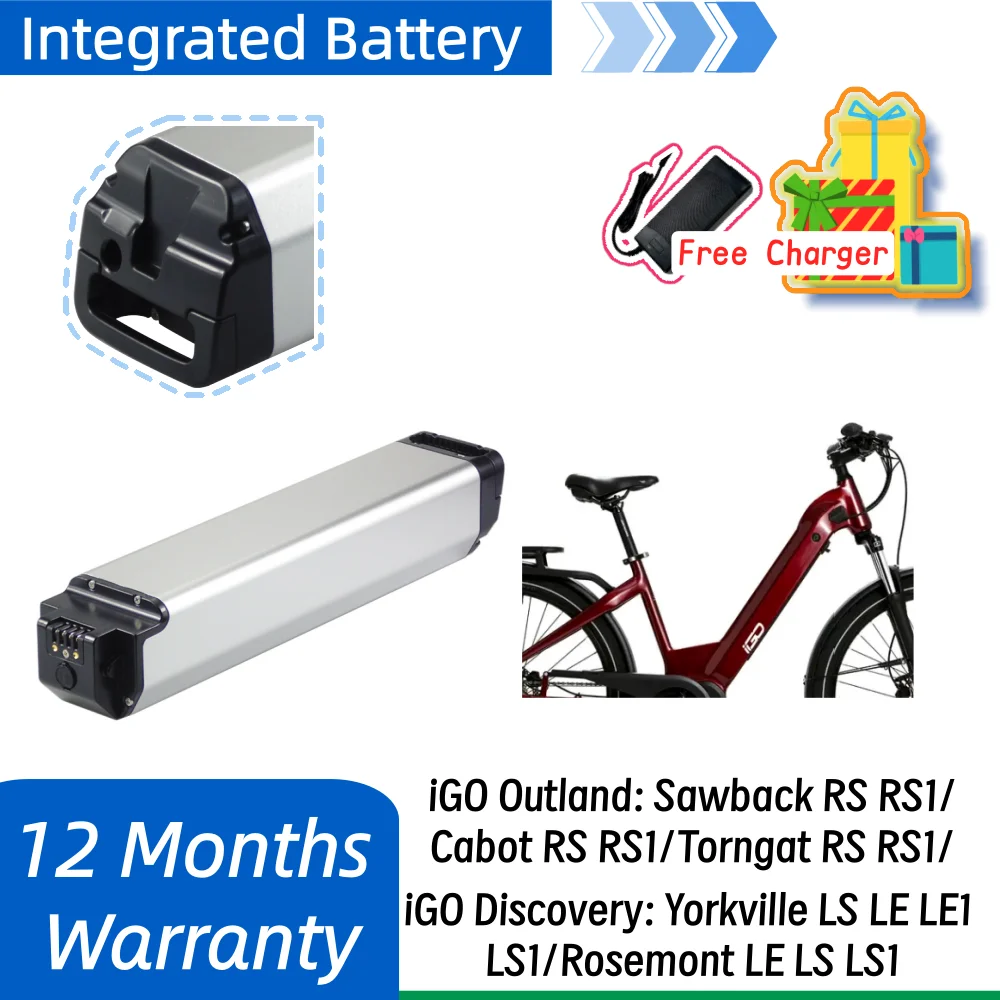Batería iGO Outland Sawback Cabot Torngat RS RS1 48V 13Ah 15Ah 17.5Ah para bicicletas eléctricas iGO Discovery Yorkville Rosemont LE LE1 LS LS1