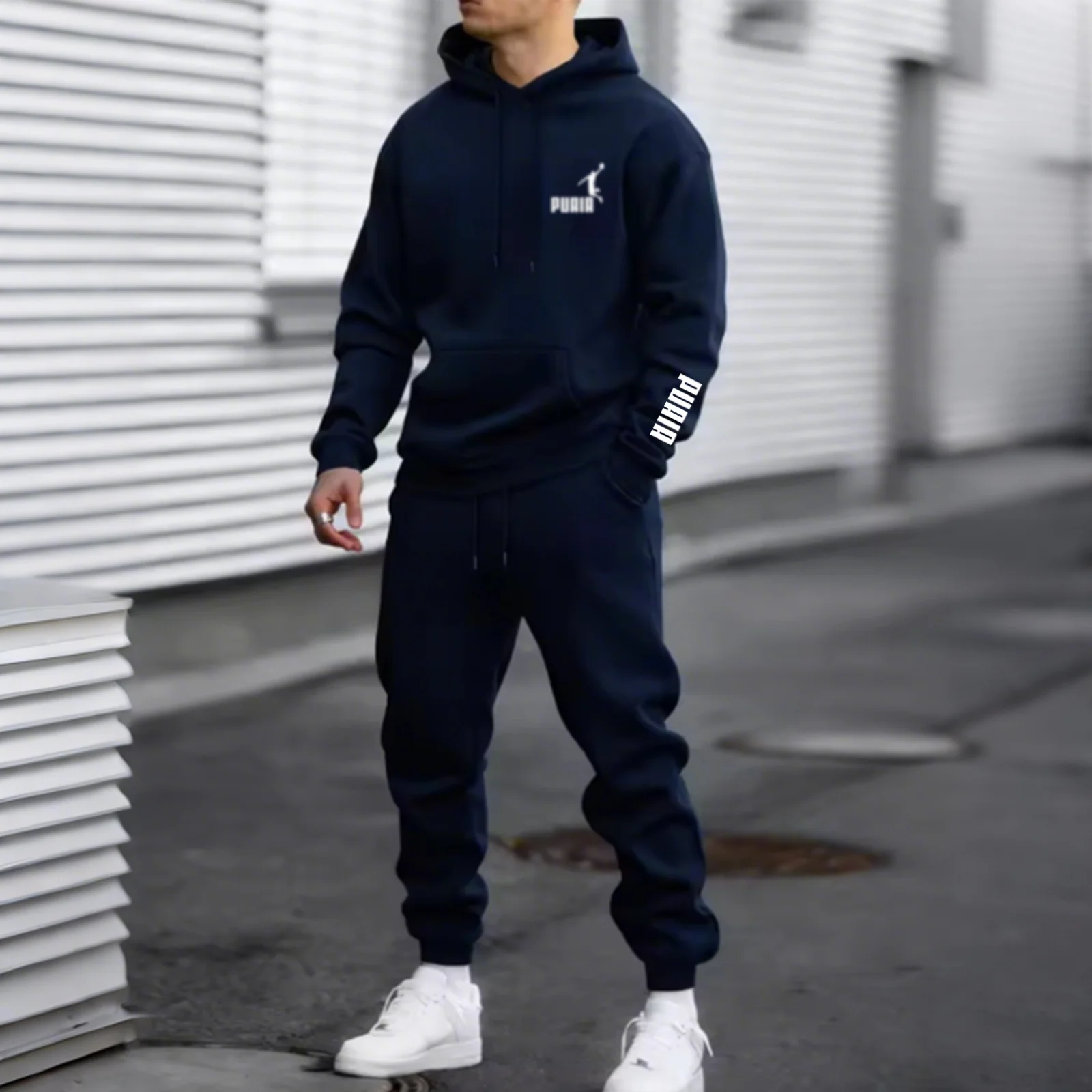 ملابس رياضية رجالية مناسبة للركض، تتميز بنطال رياضي كاجوال بغطاء للرأس. 2026 قريب خارجي، مريح وعالي الجودة #4