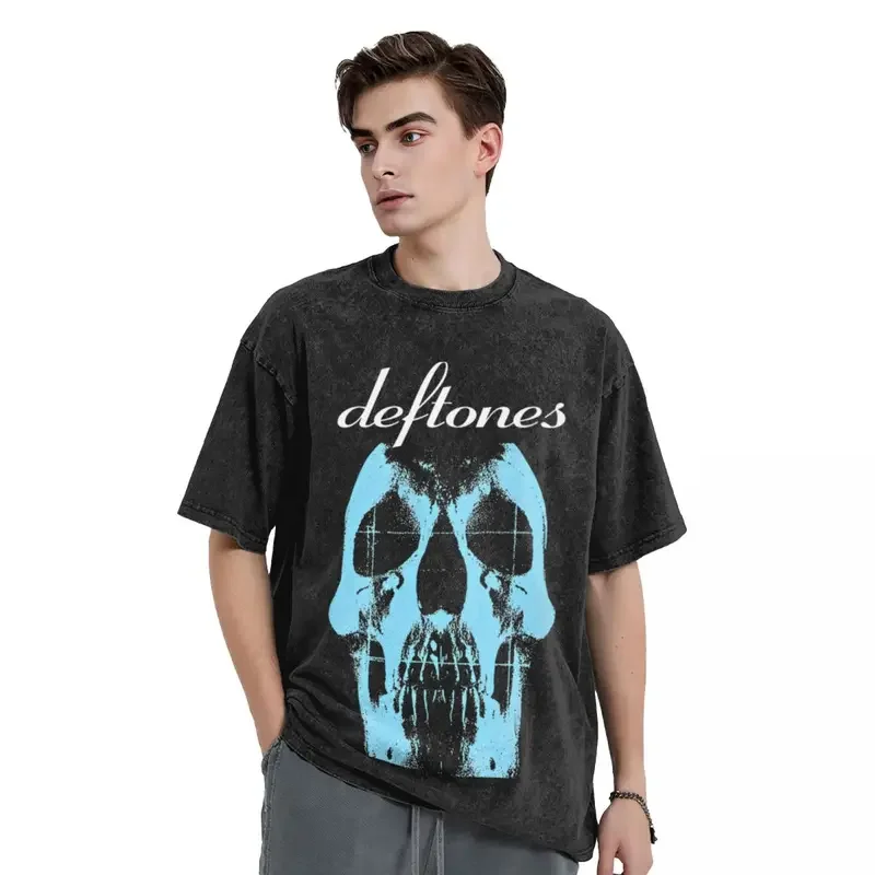 Deftones Metal Punk Washed T Shirt Streetwear Hip Hop Fashion T-Shirts Rock Music Tees Tops for Men Women Cotton Oversize Summer