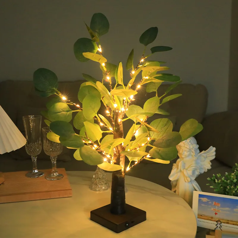 Led Eucalyptus Blad Nachtlampen Home Decor Party Scene Rekwisieten Landschap Simulatie Boom Licht