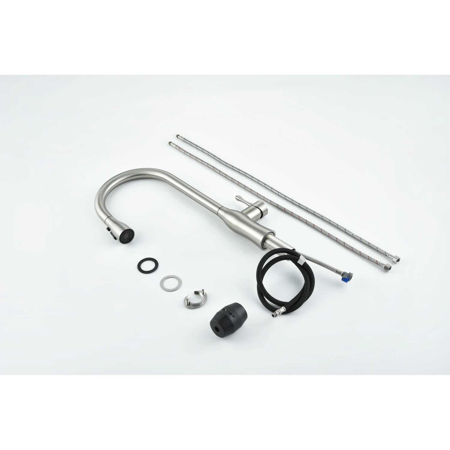 Pull-Down Single Handle Kitchen Faucet in Brushed Nickel