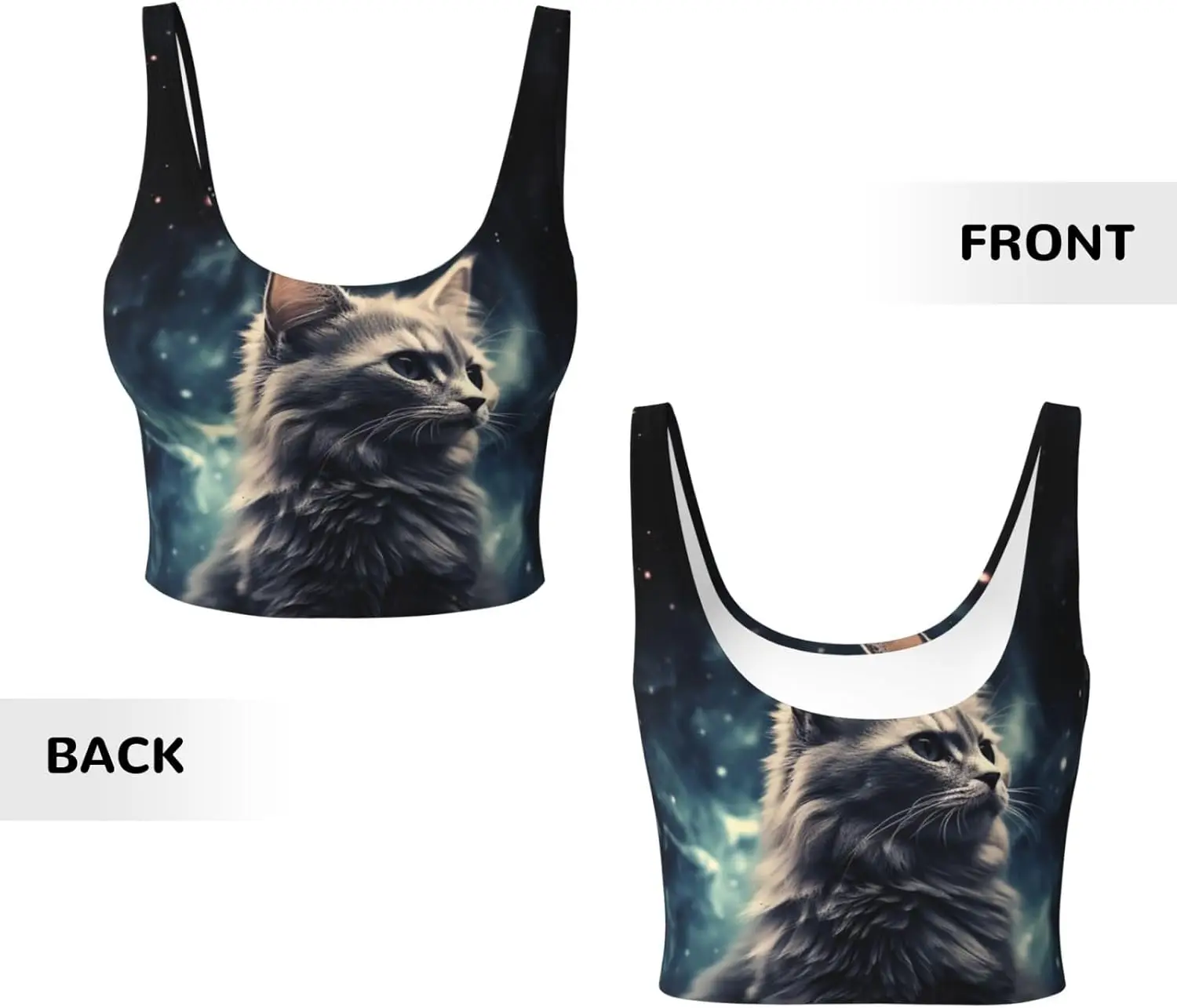 Sport-BHs für Damen, abnehmbare Damen-Tanktops mit U-Rücken, eine Katze in einem Nebel, lustiger Yoga-Print, Trainings-BHs