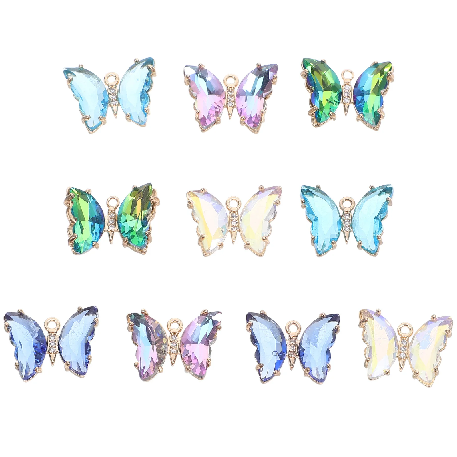 

10 шт., подвески-бабочки, объемные стеклянные бусины-бабочки для поделок, универсальное использование, простая установка, подвески для ювелирных изделий для изготовления ювелирных изделий