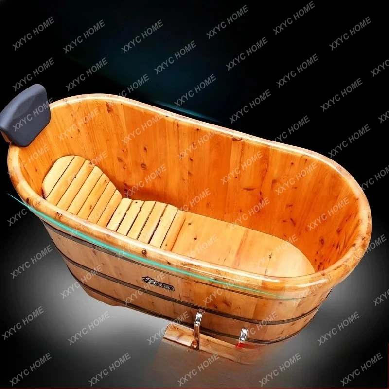 Adult bilateral thickened thermal insulation cypress wooden bathtub bath wooden bucket