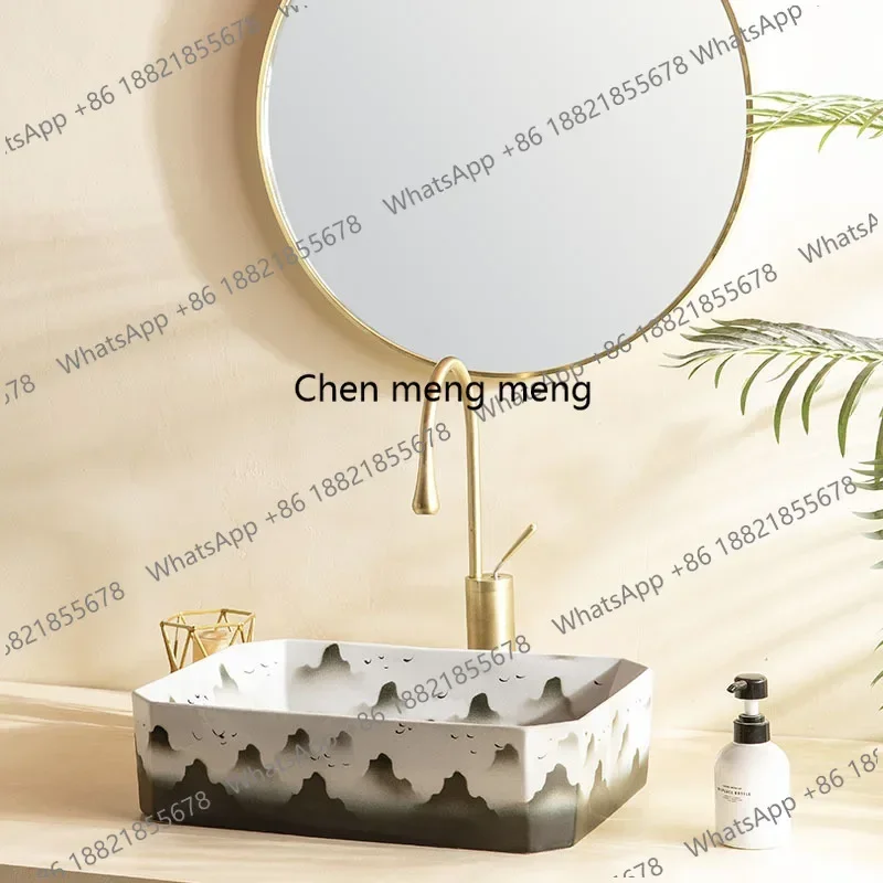 Z136Art stage basin rectangular outdoor bathroom balcony new Chinese washbasin size size