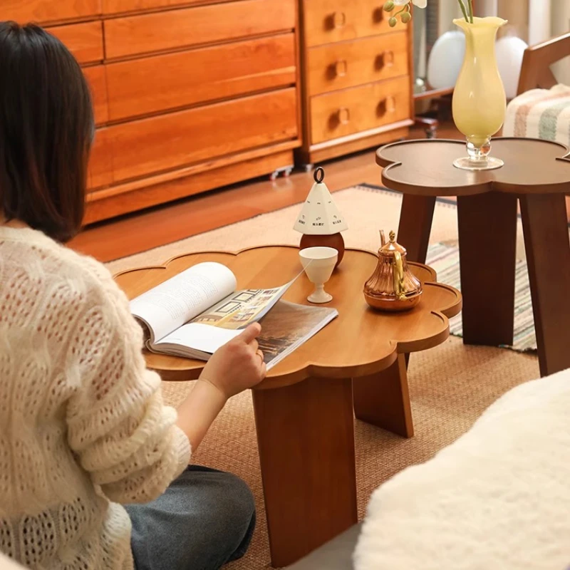 Japanese Petal Coffee Tables Vintage Center Table for Living Room Multi-Functional Book Desk Combination Storage Home Furniture