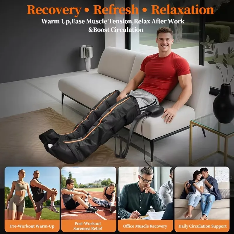 Air Compression Leg Recovery Boots 60-220mmHg Rechargeable Lithium Battery DVT Prevention Massager