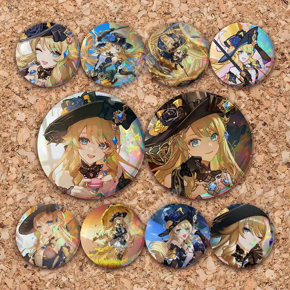 Genshin Impact Navia Button Badge 2PC Sets for Bags & Clothes & Accessories Metal Pin Creative Gift