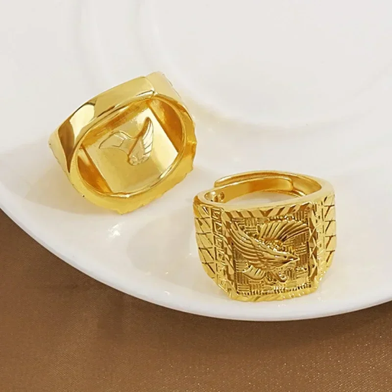 Echte 100% 18 Karat Gold Farbe Adler Ring für Männer Bruder Frauen Schmuck offene Verlobung Hochzeit Fingerring