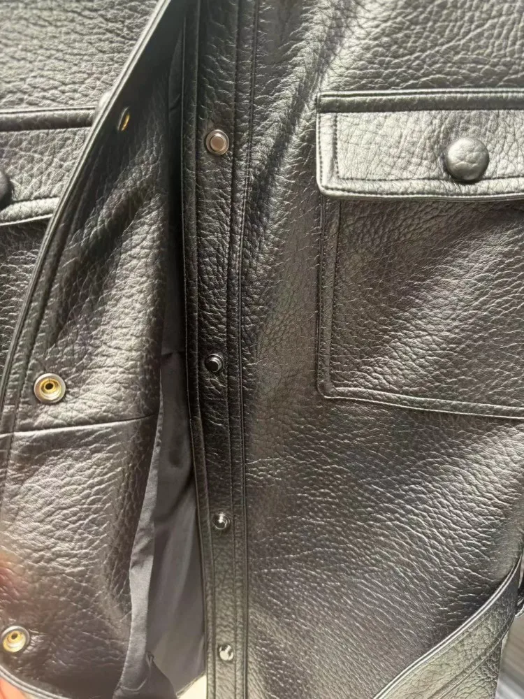 디자이너 여성 빈티지 천연 가죽 재킷 하이 스트리트 턴다운 칼라 싱글 브레스티드 허리띠 펑크 양가죽 모터사이클 코트