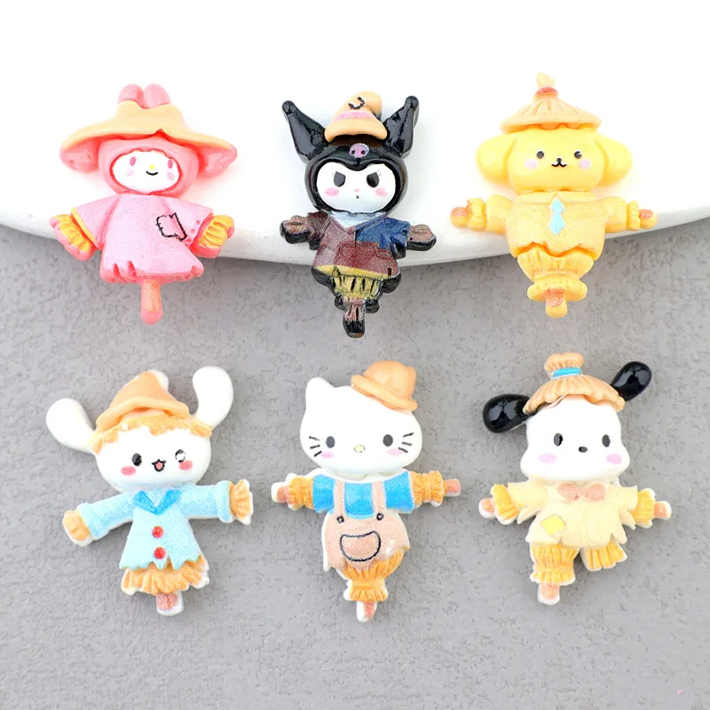 

100pcs Kawaii Simulation Cartoon Sanrio Scarecrow Flatback Resin Scrapbook DIY Jewelry Children Gift Hairpin Accessories