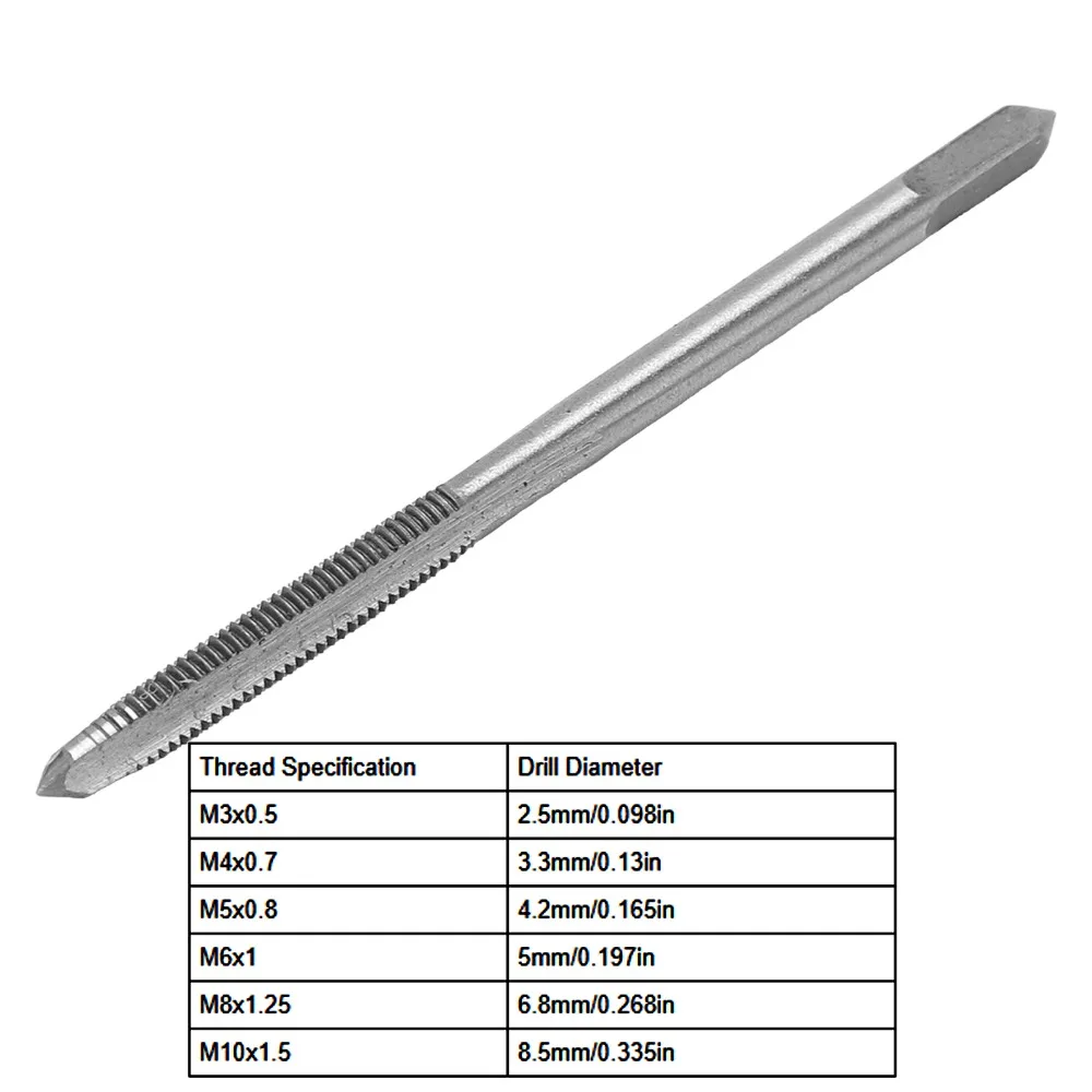 2PCS M3 x 0.5mm / M4 x 0.7mm / M5 x 0.8mm Metric Tap Metric Thread High Speed Steel Straight Flute Tap Hand Tap