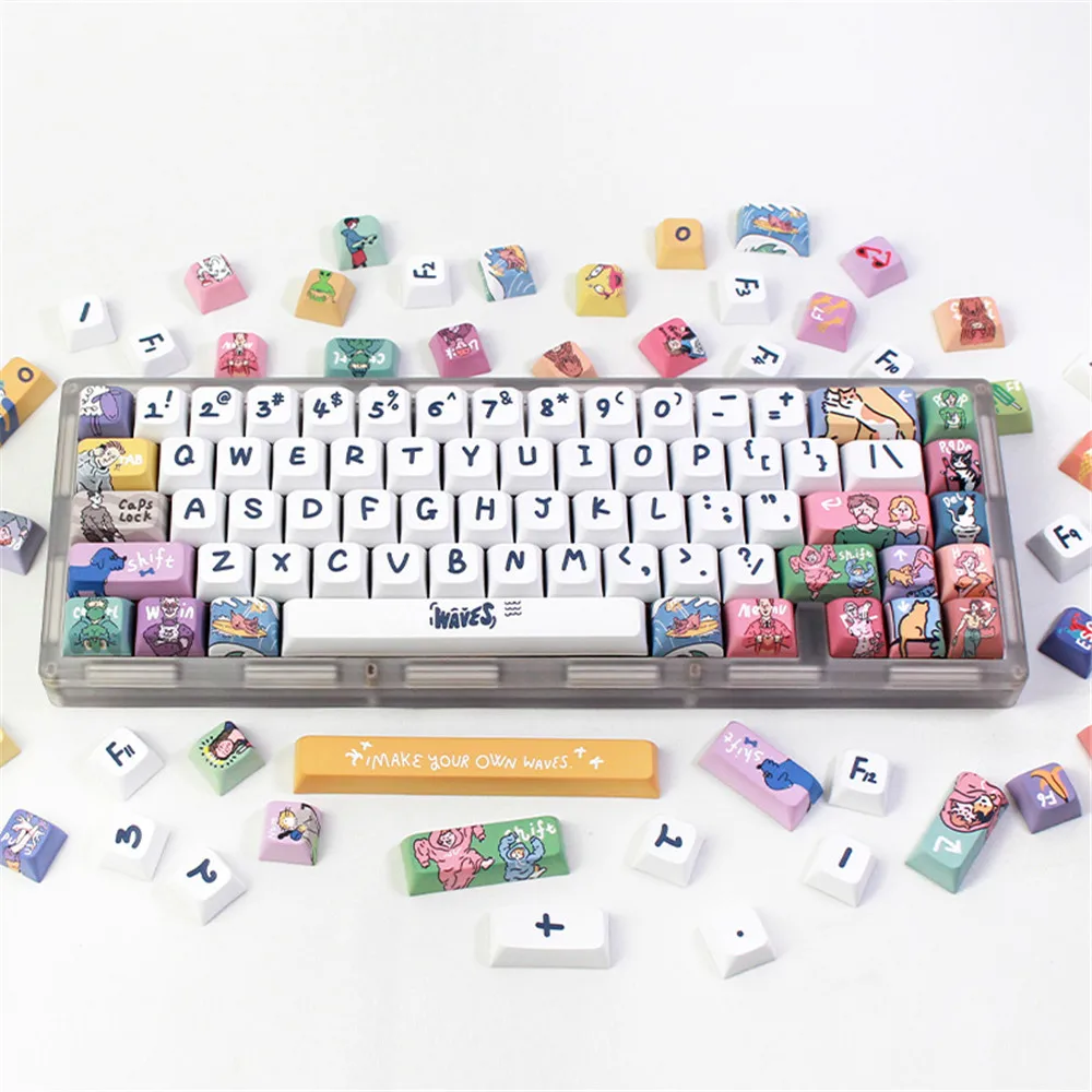 USLION 123 Keys XDA Profile Keycaps Spoondrift Theme PBT Dye-Sublimation Custom Key Caps for Mechanical Gaming Keyboard DIY Kit