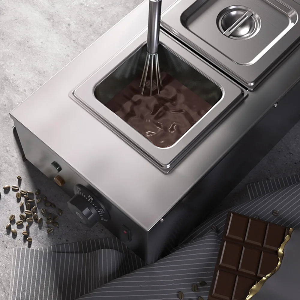 Olla calefactora de Chocolate de doble cilindro, estufa de fusión de Chocolate comercial, procesador, horno de fusión de Chocolate